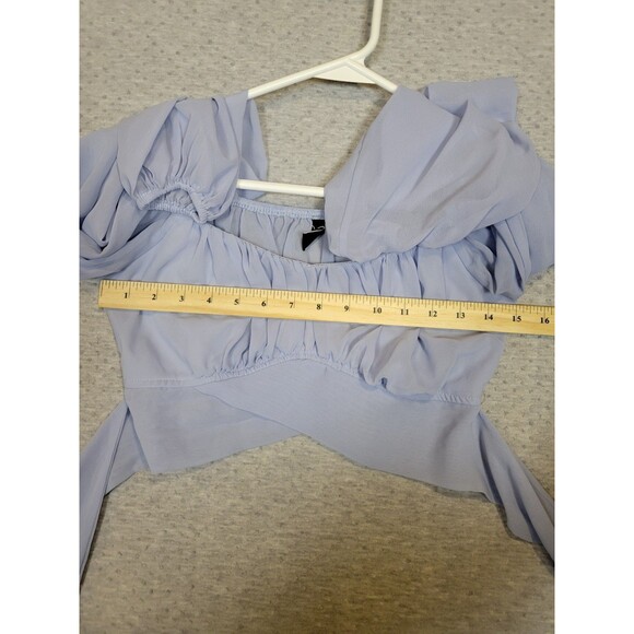 Coquette Sweetheart Chiffon Crop Top Blouse Juniors Small Light Blue Fairytale - Picture 5 of 11